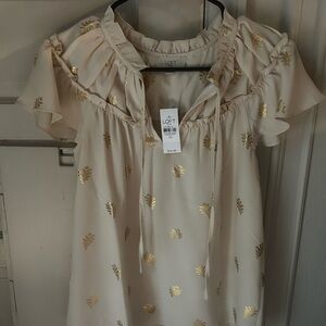 LOFT Ivory Top with Metallic Gold Accents